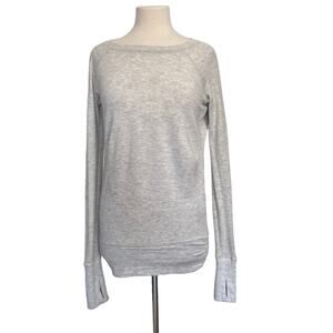 Athleta Long Sleeve Heathered Grey‎ Ruched Bottom Top XS